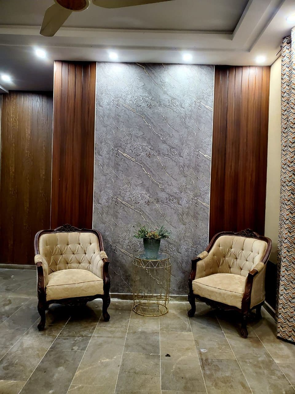 Cozy interior lounge corner with luxury tufted seating